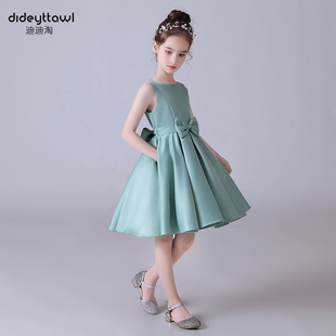 迪迪淘儿童礼服公主裙晚会主持人礼服女童合唱管弦乐团体演出服缎