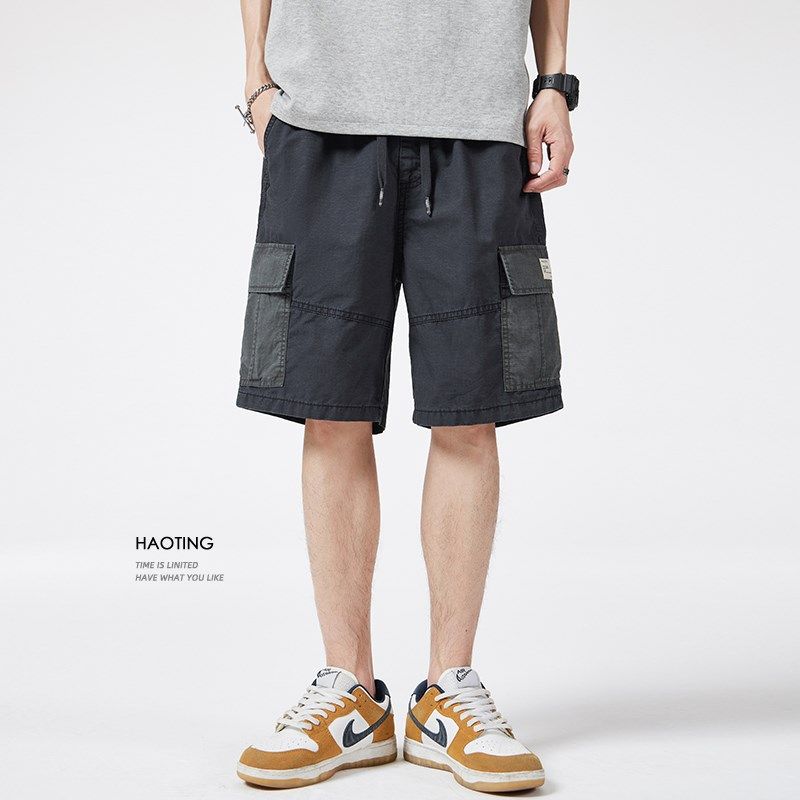豪霆.多口袋工装短裤男士夏季宽松直筒松紧腰休闲五分裤复古中裤,男装,短裤,淘宝优惠券,粉丝福利购,淘宝优惠卷