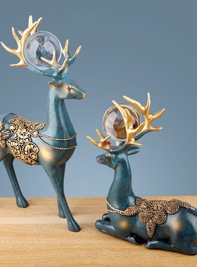 北欧麋鹿福禄圆满艺术工艺品摆件家居客厅电视柜装饰品创意轻奢风