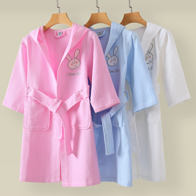 儿童纯棉浴袍吸水春夏男童全棉浴衣女童游泳温泉酒店浴巾宝宝睡袍