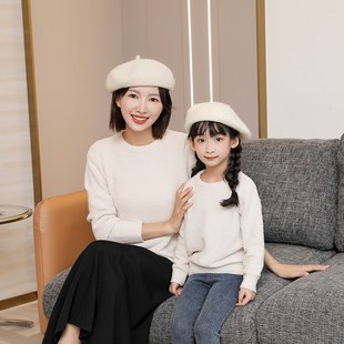 亲子装毛衣抗起球男女童打底衫针织衫一家三口四口父子母女全家福