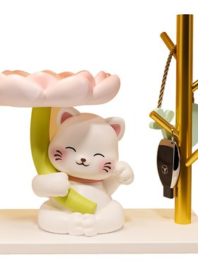 招财猫入户进门玄关钥匙收纳摆件桌面挂架托盘客厅鞋柜家居装饰品