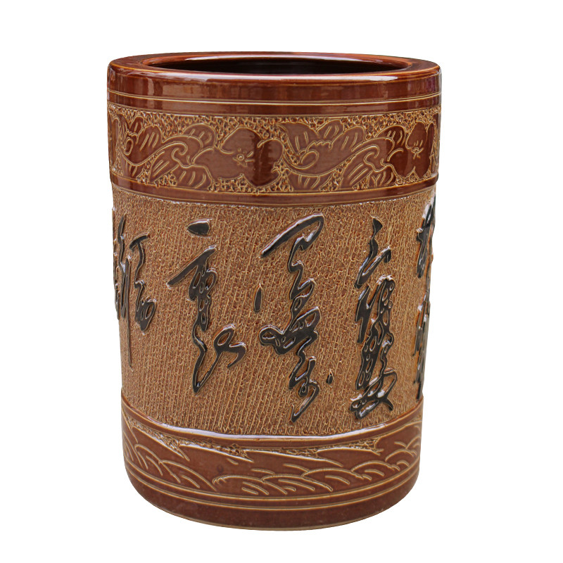 景德镇陶瓷字画筒书画缸雕刻大号花瓶画轴桶卷轴缸箭筒花插器