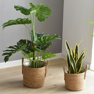 草编花盆特大花盆装饰套盆编织花篮藤编竹篮花盆编制编织花盆