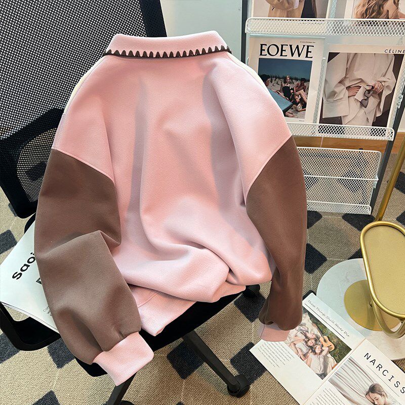 女童卫衣春秋款2024新款洋气童装女孩POLO衫春装儿童加绒长袖上衣