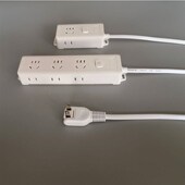 接线板2脚转3孔短线带开关电源延长线插座接线板超薄夹缝2插头