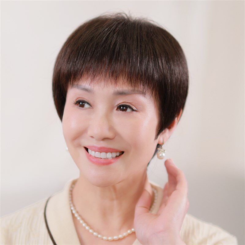 中老年妈妈化疗光头专用黑色短发假发全头套夏季薄款真发全真人发
