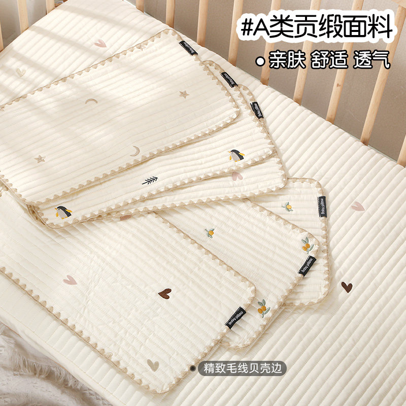 2条装新生儿云片枕婴儿平枕头秋冬0-1岁宝宝防吐奶纯棉绗缝枕垫巾