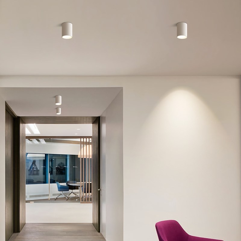 极简明装射灯led深防眩免开孔cob吸顶式筒灯家用背景墙过道无主灯