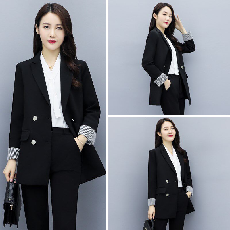 西装外套女2024新款春季黑色大码小个子春秋正装职业休闲西服套装
