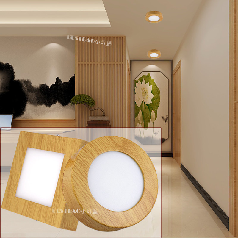 明装木纹圆形方形超薄筒灯防眩护眼门头飘窗走廊过道免开孔吸顶灯,家装灯饰光源,明装筒灯,淘宝优惠券,粉丝福利购,淘宝优惠卷