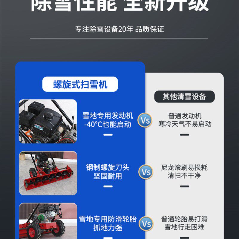 小型清雪扫雪机电动螺旋手推轮式家用大棚小区物业道路除雪抛雪机
