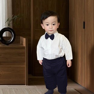 男童春款生日礼服2025新款宝宝周岁礼服抓周礼服领结衬衣花童礼服