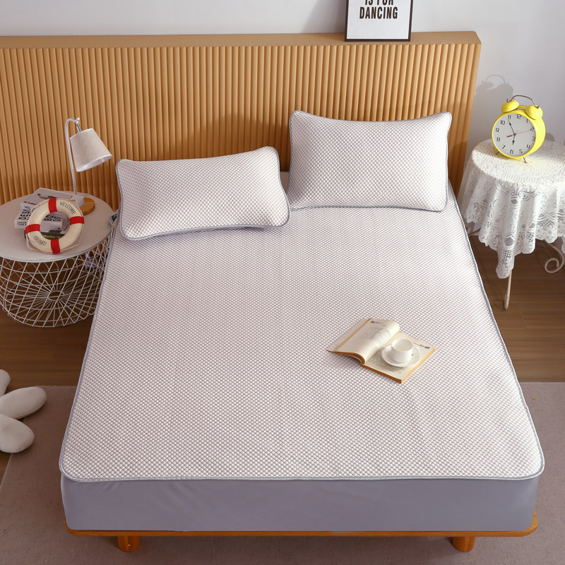 轻奢加厚冰豆凉席床笠床垫保护套床单床罩可水洗防滑席子三件套,床上用品,冰丝席,淘宝优惠券,粉丝福利购,淘宝优惠卷