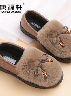 老北京布鞋女中老年豆豆鞋女秋冬新款妈妈棉鞋加绒保暖瓢鞋毛毛鞋