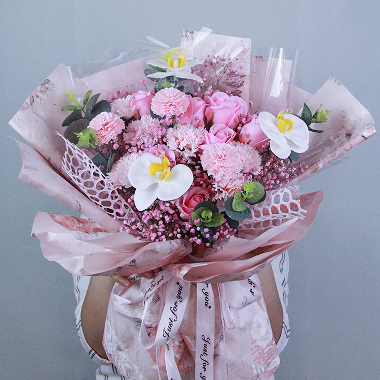 大束玫瑰花蝴蝶兰满天星仿真花花束情人节送女友闺蜜生日礼物