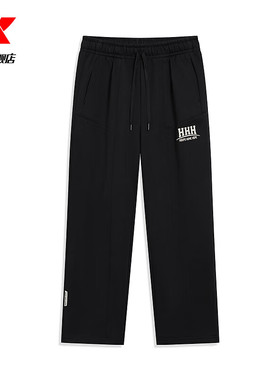 特步加绒运动裤男裤2025冬季新款宽松针织休闲直筒裤975429630177