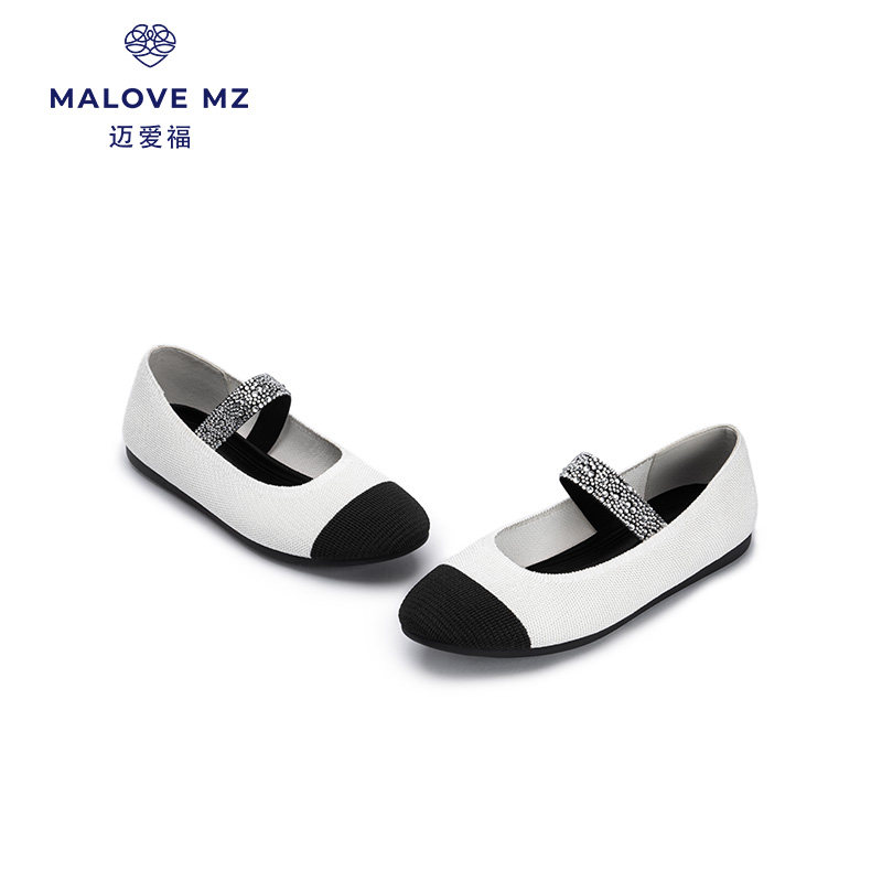 MALOVEMZ女鞋迈爱福王妃鞋新款玛丽珍鞋女浅口平底单鞋芭蕾舞鞋