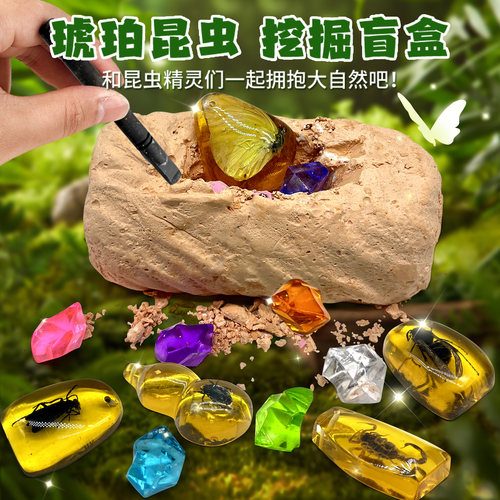 儿童考古挖掘玩具化石琥珀