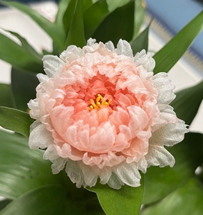 原创真丝烫花牡丹花BJD三分四分娃用古风花朵夹子头饰