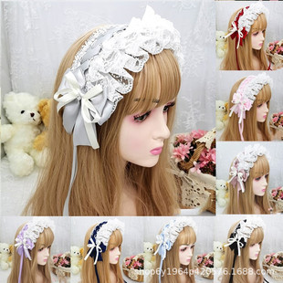 日系软妹Lolita洛丽塔蕾丝发带甜美bnt头饰发箍lo娘女仆搭天使柄