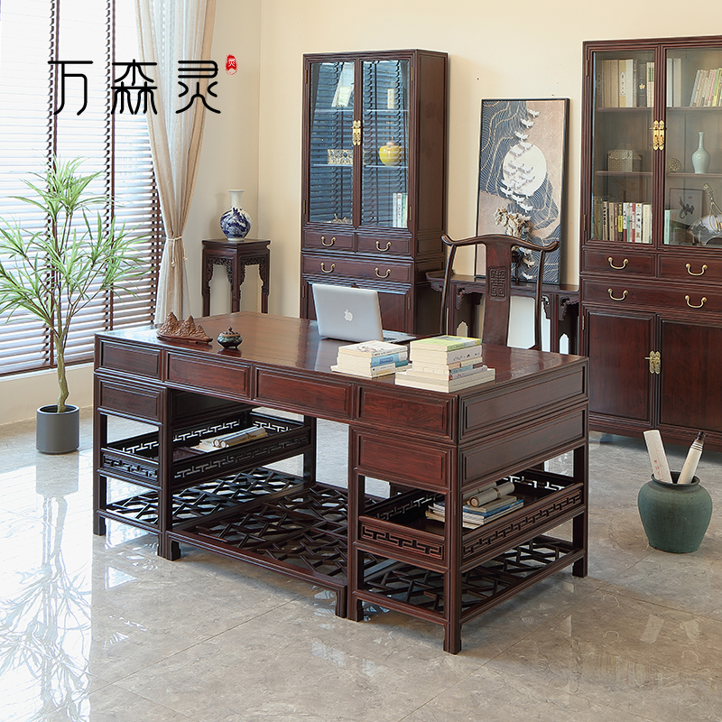 万森灵非洲酸枝红木书桌