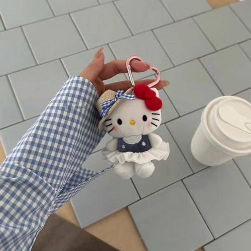 夏日爱心可爱kt猫毛绒公仔钥匙扣