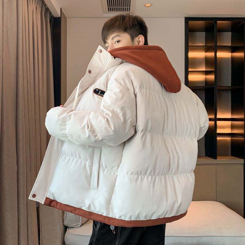 假两件连帽棉衣港风面包服外套