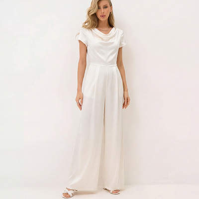 不规则领阔腿连衣裤  Irregular collar  wide  leg  jumpsuit