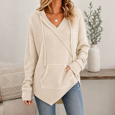Women's hooded drawstring casual hoodie女士连帽抽绳休闲卫衣
