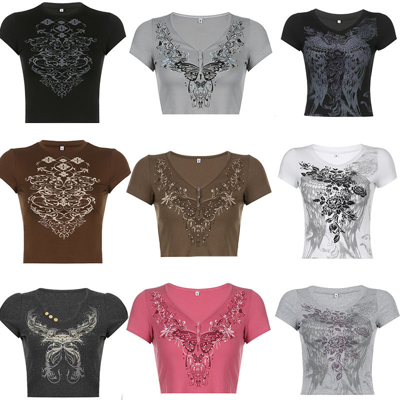 summer2022 vintage design print t-shirt2022复古设计印花 t 恤