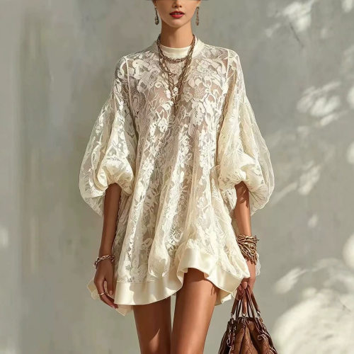 V-neck seven quarter sleeve dress for womenV领七分袖连衣裙