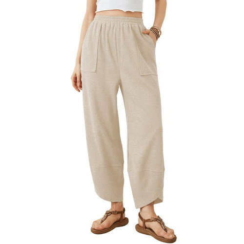 Ladies' solid color casual wide leg pants女士纯色休闲阔腿裤