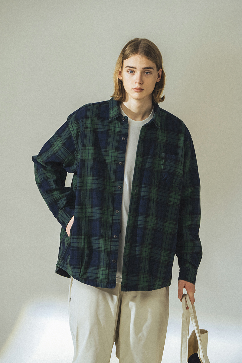 UTIMUS长袖日系复古格子衬衫衬衣