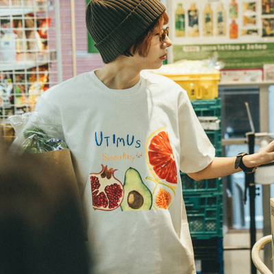 UTIMUS水果印花tee凉感短袖冰感丝混纺数码直喷圆领宽松休闲T恤