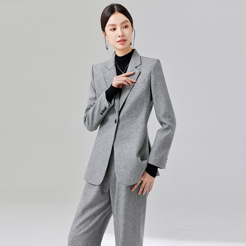 时尚百搭修身瘦身女2026春季新款高级灰正式场合成熟女神范两件套