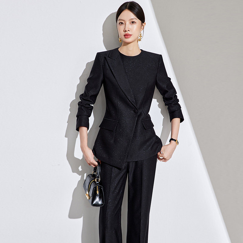 休闲西装职业女性西服2025年春秋季高级感正式场合气质修身两件套