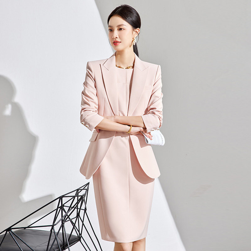 休闲职业女性西服套裙2026初春新款桃粉色青春减龄修身正式职业装
