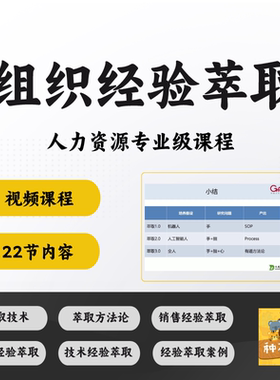 组织经营萃取视频课程教程销售技术经验萃取案例方法论技术资料