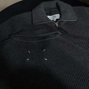 Margie414马吉风格抗起球羊毛开衫情侣男女同款MMM针织衫拉链外套