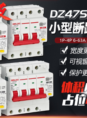德力西DZ47sLES小型D型漏电保护断路器 3P/3P+N/4P上进线