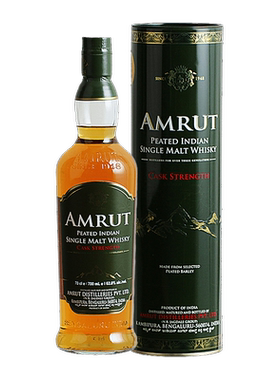 雅沐特泥煤原桶印度单一麦芽威士忌AMRUT原瓶进口700ml