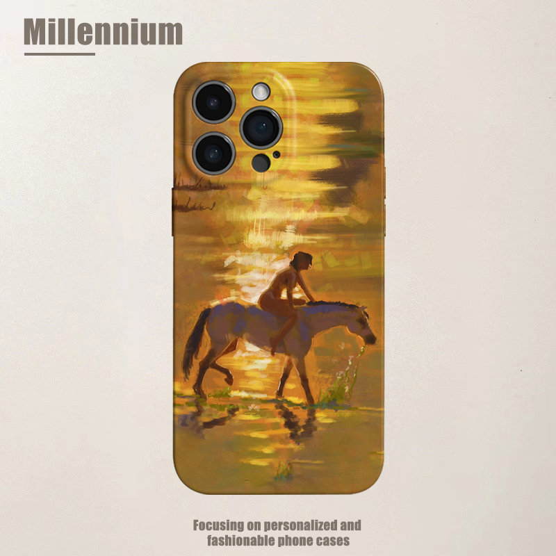 适用于iPhone17Promax落日骑马沐金辉16pro手机壳15pro菲林iphoneair马年12软壳11泫雅13