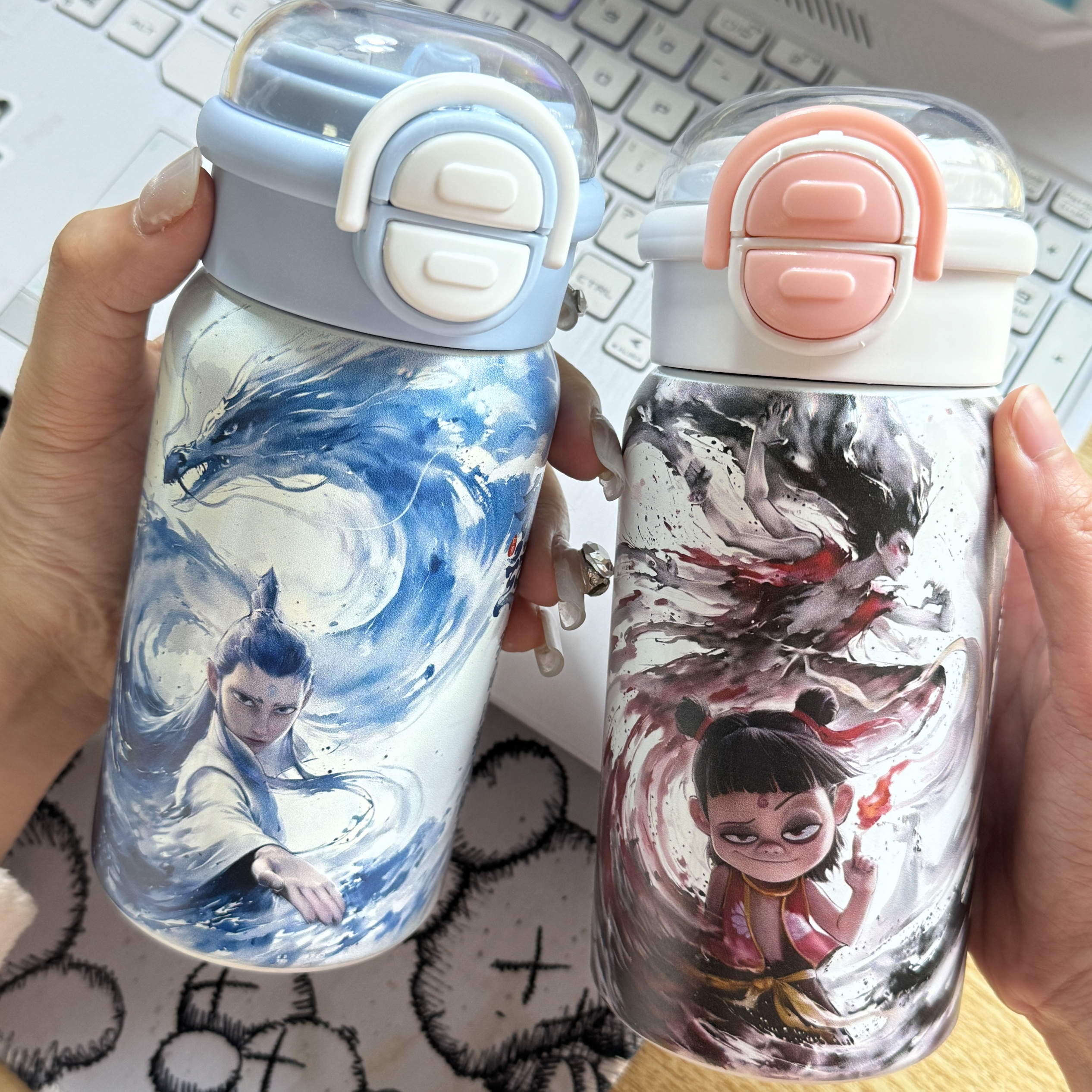 哪吒卡通不锈钢保温杯