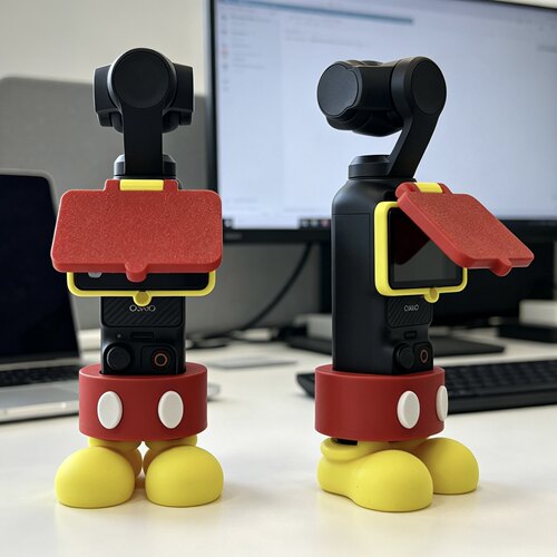 大疆Pocket4/3卡通底座充电支架3D打印屏幕保护盖遮阳桌搭收纳盒