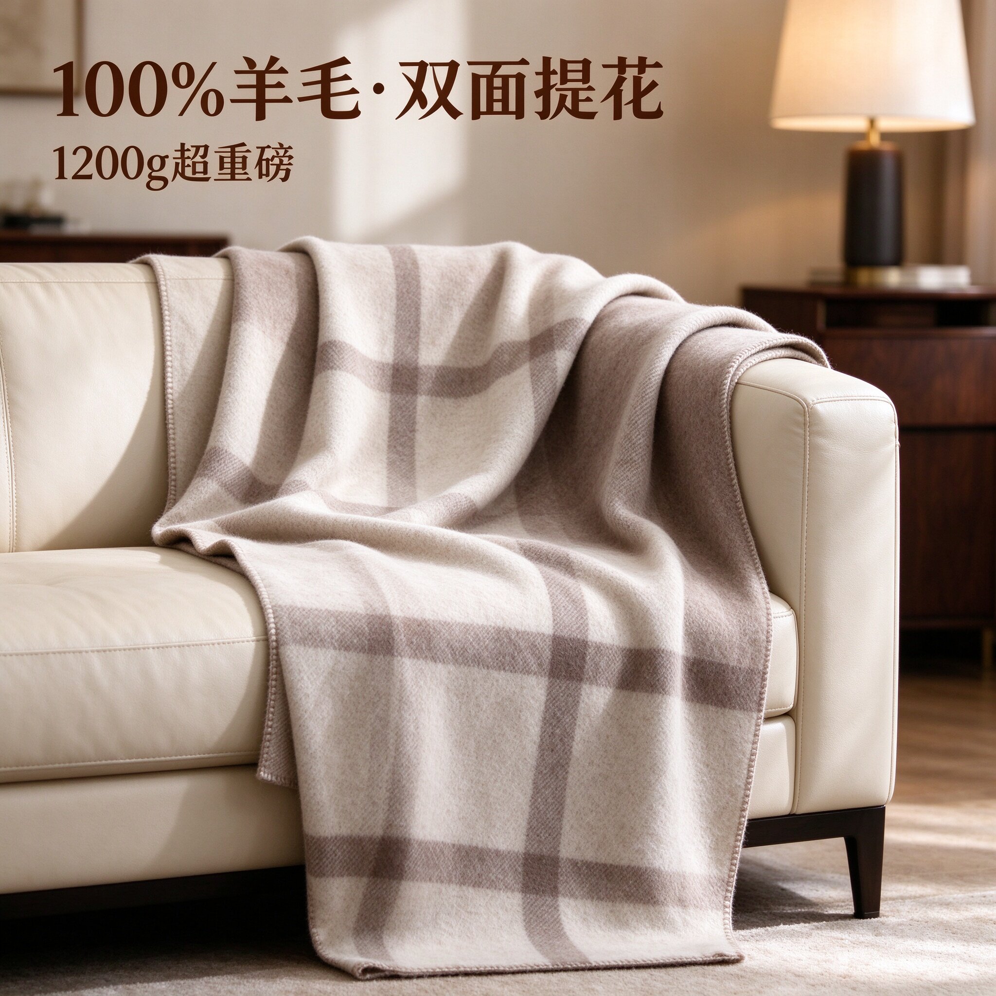 提花羊毛毯100%羊毛加厚保暖毯子毛毯居家毯盖毯膝盖披肩空调毯