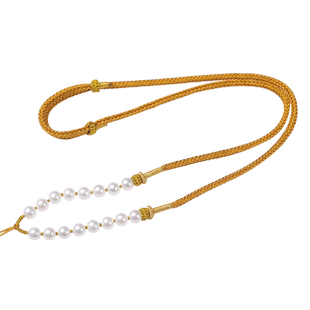 手工编织珍珠吊坠挂绳黄金编织绳八宝罗盘编绳土黄色绳子金锁配绳