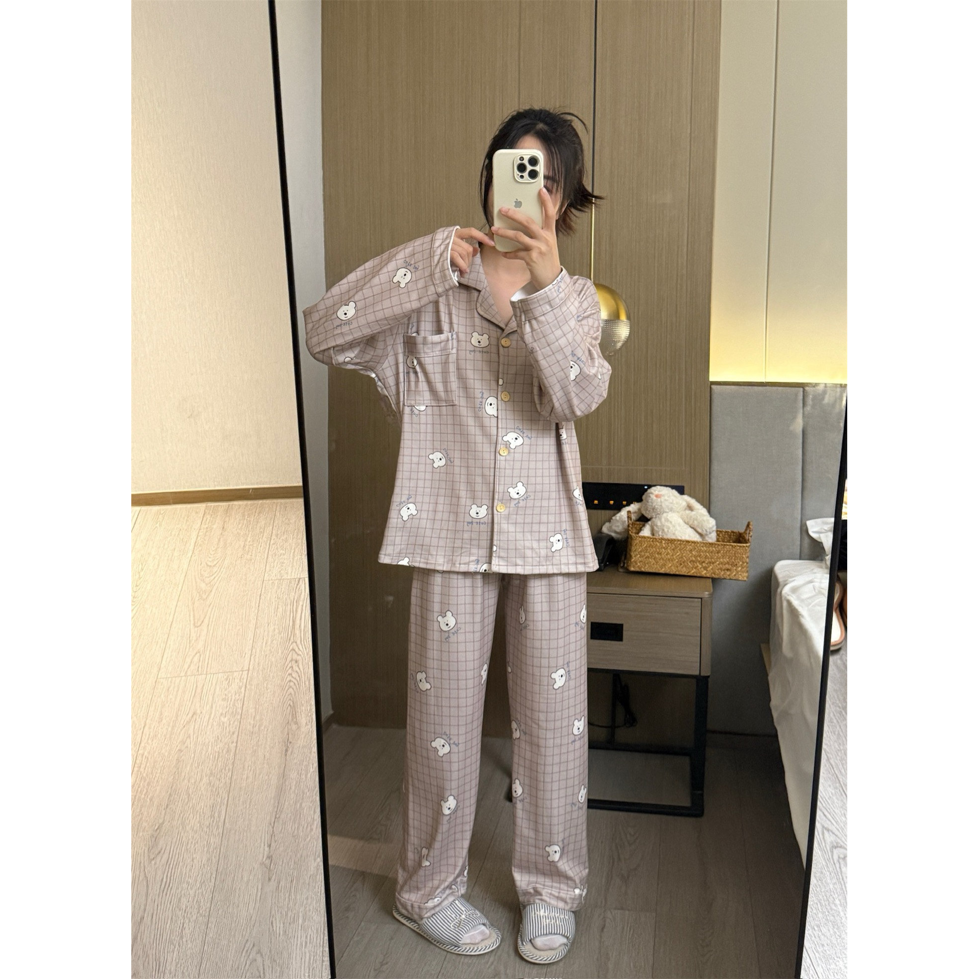 卡通加厚德绒情侣套装睡衣家居服