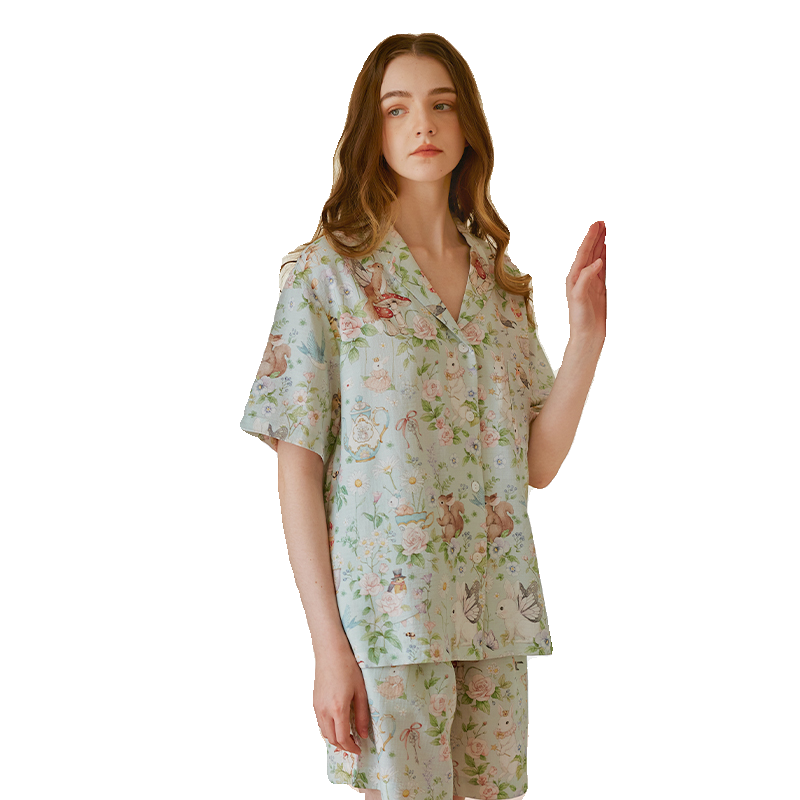 Oak Family夏季亲子装妈妈同款女宝宝睡衣吊带连衣裙家居服薄款