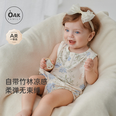 女宝宝无袖连体衣oakfamily